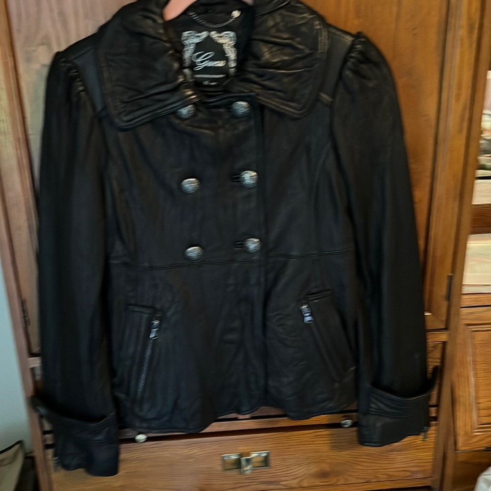 Guess Black Leather Jacket